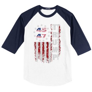 American Made Trump Merchandise Flag Trump 45 47 Trump 2025 Baseball Sleeve Shirt