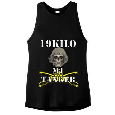 Army M1 Tanker Mos 19k Abrams Crewman Skull Version Ladies PosiCharge Tri-Blend Wicking Tank