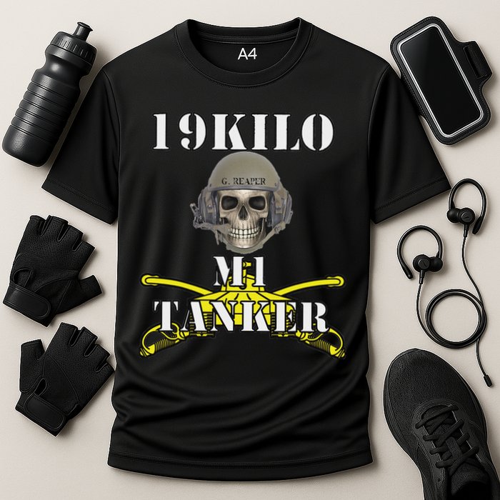 Army M1 Tanker Mos 19k Abrams Crewman Skull Version Performance Shirt