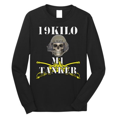Army M1 Tanker Mos 19k Abrams Crewman Skull Version Long Sleeve Shirt