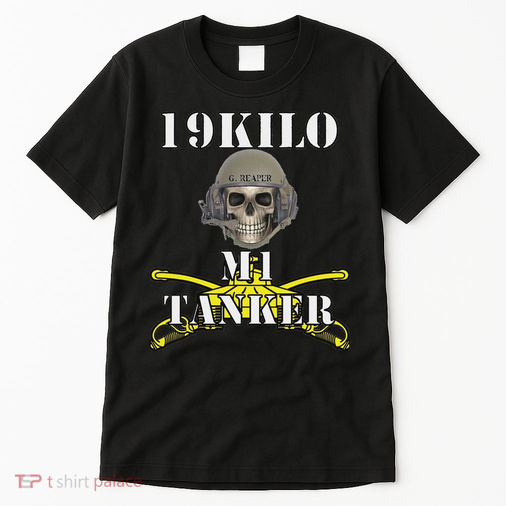 Army M1 Tanker Mos 19k Abrams Crewman Skull Version Tall T-Shirt