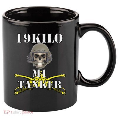 Army M1 Tanker Mos 19k Abrams Crewman Skull Version 11oz C Handle Ceramic Mug