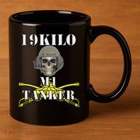 Army M1 Tanker Mos 19k Abrams Crewman Skull Version 11oz C Handle Ceramic Mug