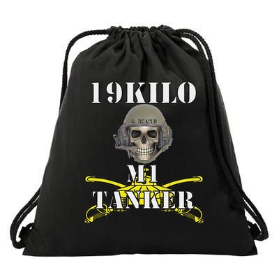 Army M1 Tanker Mos 19k Abrams Crewman Skull Version Drawstring Bag