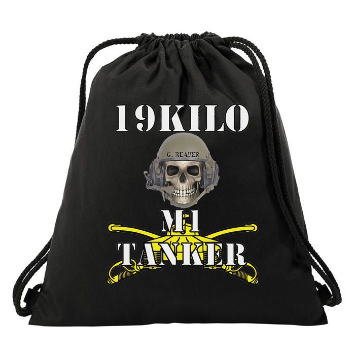 Army M1 Tanker Mos 19k Abrams Crewman Skull Version Drawstring Bag