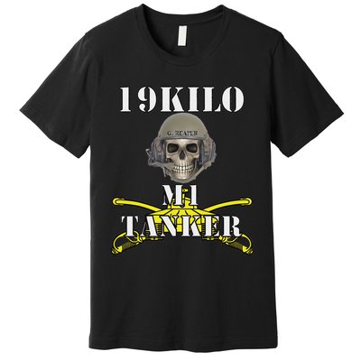 Army M1 Tanker Mos 19k Abrams Crewman Skull Version Premium T-Shirt