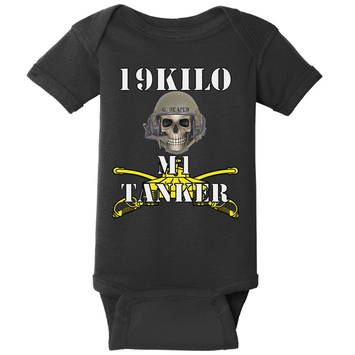 Army M1 Tanker Mos 19k Abrams Crewman Skull Version Baby Bodysuit