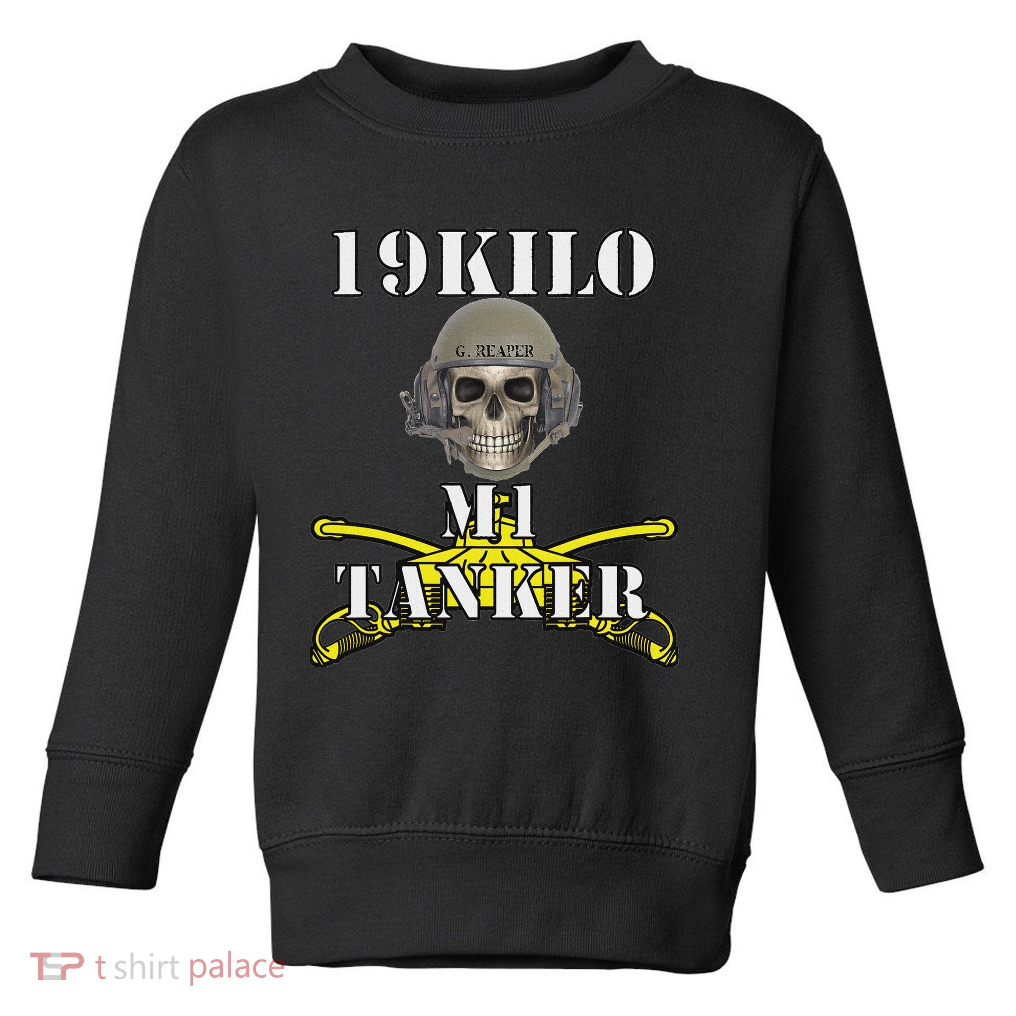 Army M1 Tanker Mos 19k Abrams Crewman Skull Version Toddler Sweatshirt