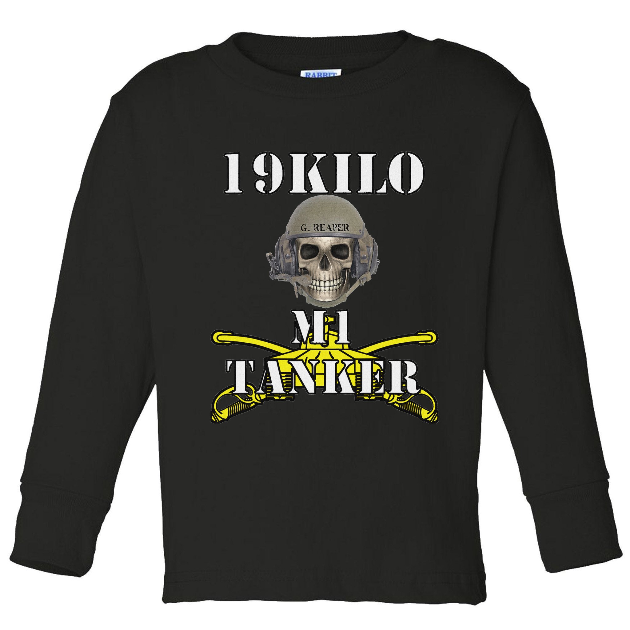 Army M1 Tanker Mos 19k Abrams Crewman Skull Version Toddler Long Sleeve Shirt