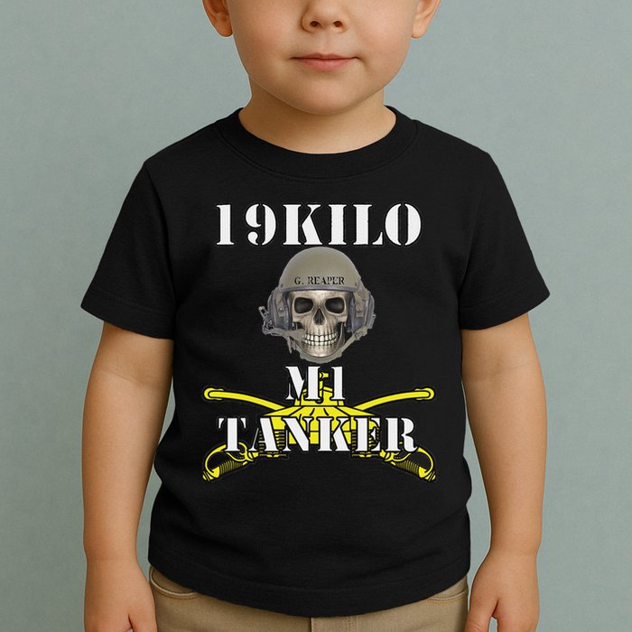 Army M1 Tanker Mos 19k Abrams Crewman Skull Version Toddler T-Shirt