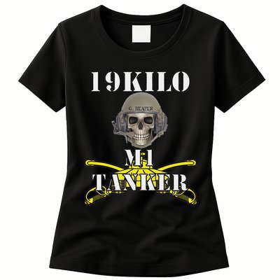 Army M1 Tanker Mos 19k Abrams Crewman Skull Version Womens T-Shirt