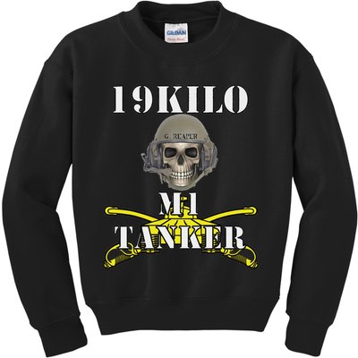 Army M1 Tanker Mos 19k Abrams Crewman Skull Version Kids Sweatshirt