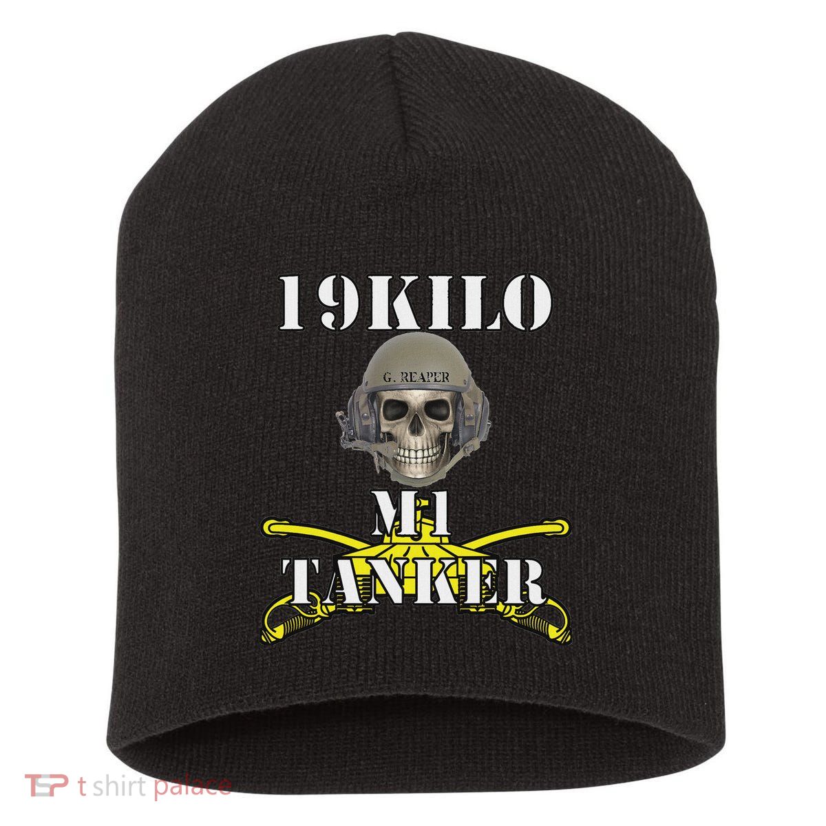 Army M1 Tanker Mos 19k Abrams Crewman Skull Version Short Acrylic Beanie