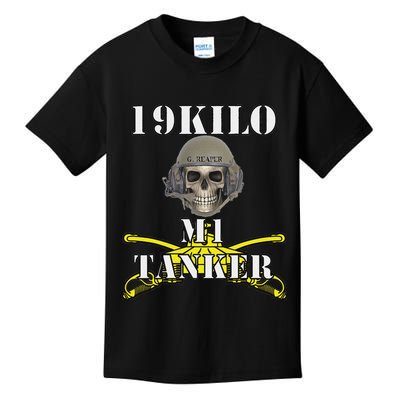 Army M1 Tanker Mos 19k Abrams Crewman Skull Version Kids T-Shirt