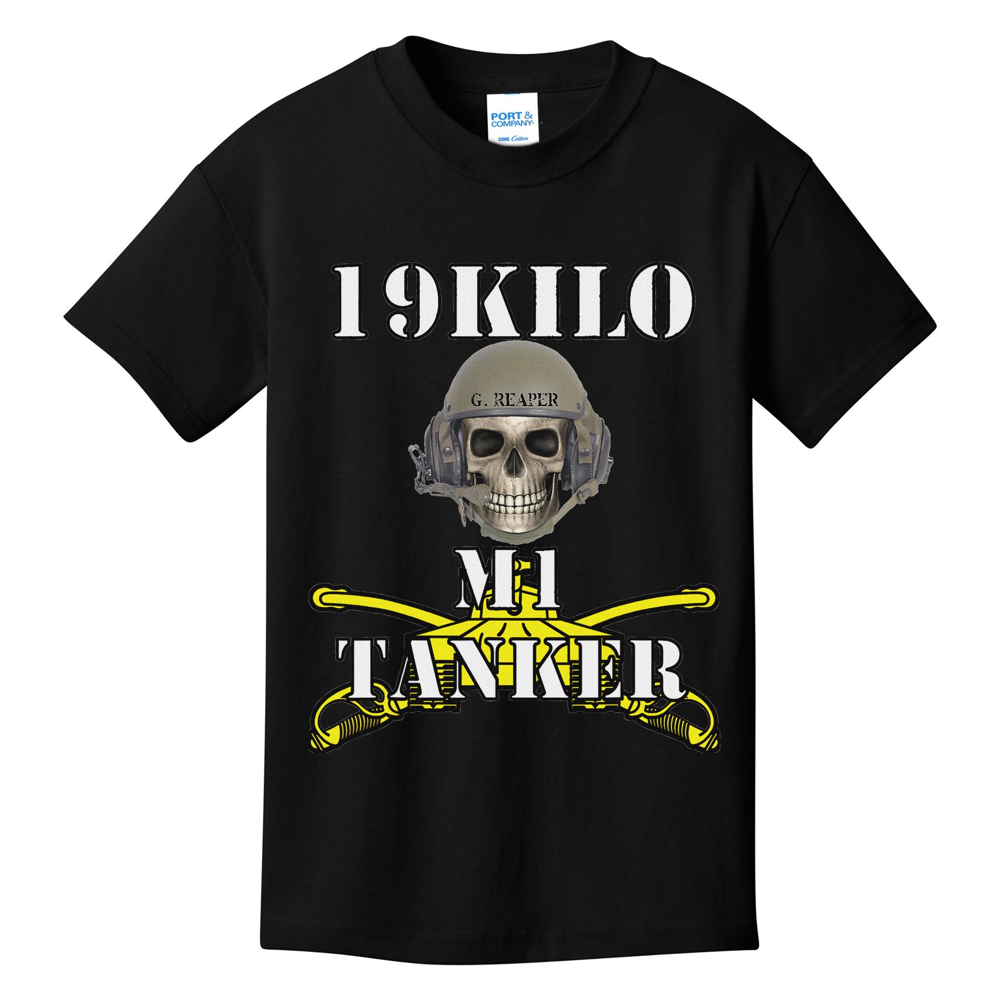 Army M1 Tanker Mos 19k Abrams Crewman Skull Version Kids T-Shirt
