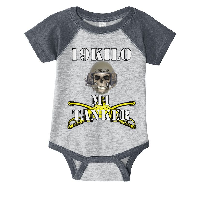 Army M1 Tanker Mos 19k Abrams Crewman Skull Version Infant Baby Jersey Bodysuit