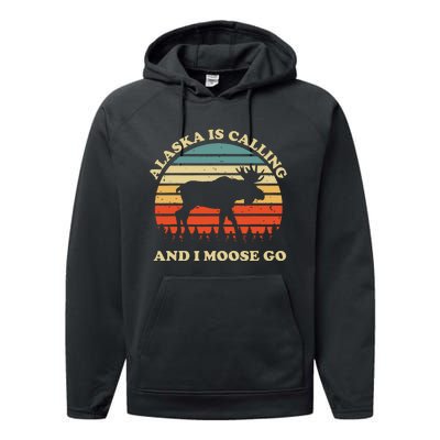 Alaska Moose Tourist Travel Funny Performance Fleece Hoodie