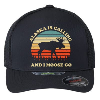 Alaska Moose Tourist Travel Funny Flexfit Unipanel Trucker Cap