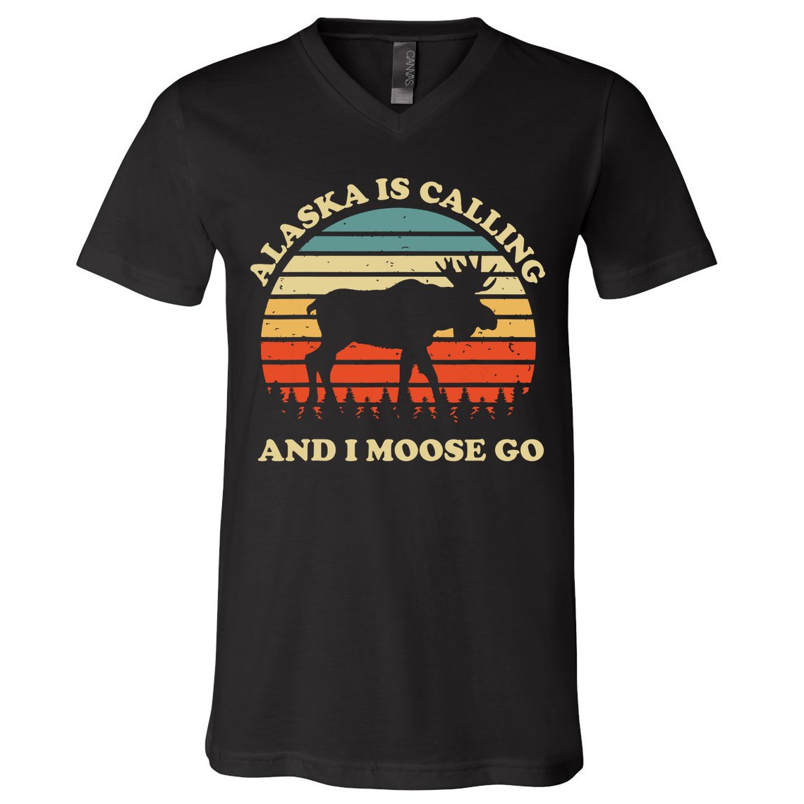 Alaska Moose Tourist Travel Funny V-Neck T-Shirt