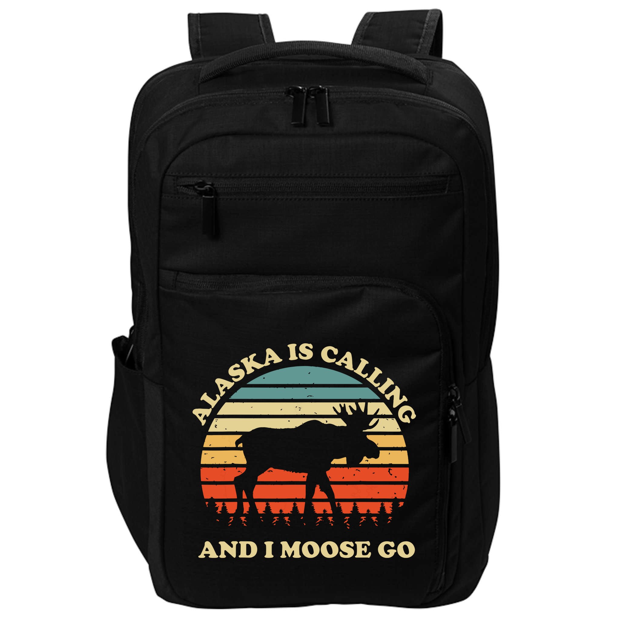 Alaska Moose Tourist Travel Funny Impact Tech Backpack