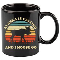 Alaska Moose Tourist Travel Funny 11oz C Handle Ceramic Mug