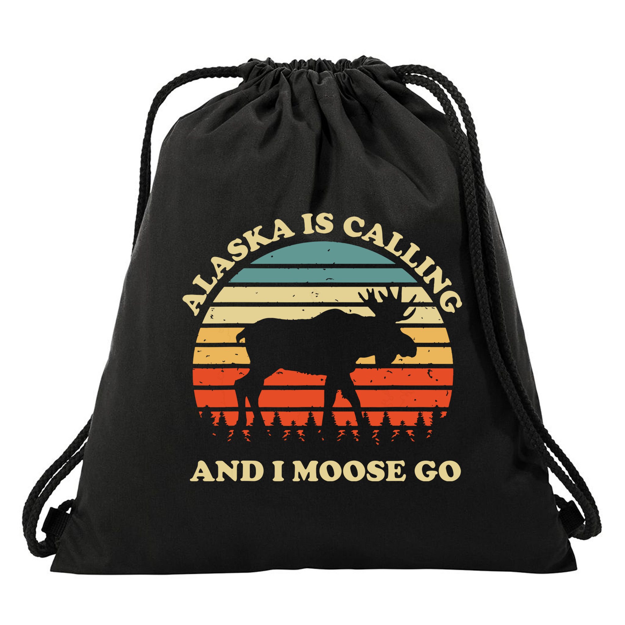 Alaska Moose Tourist Travel Funny Drawstring Bag