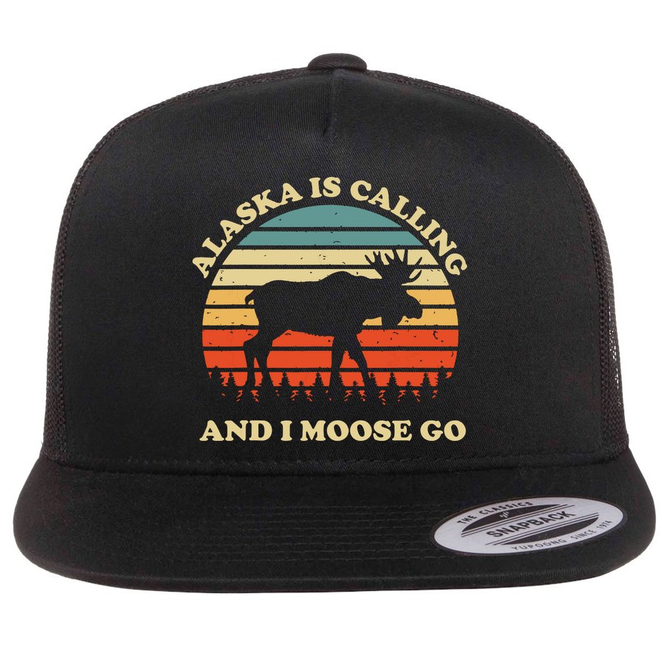 Alaska Moose Tourist Travel Funny Flat Bill Trucker Hat