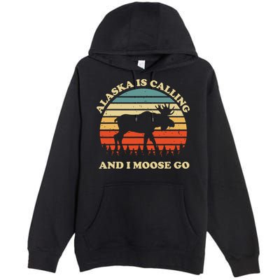 Alaska Moose Tourist Travel Funny Premium Pullover Hoodie
