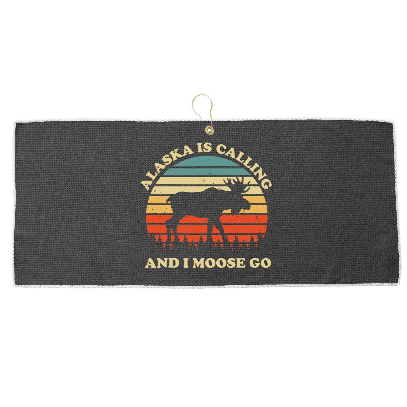 Alaska Moose Tourist Travel Funny Large Microfiber Waffle Golf Towel