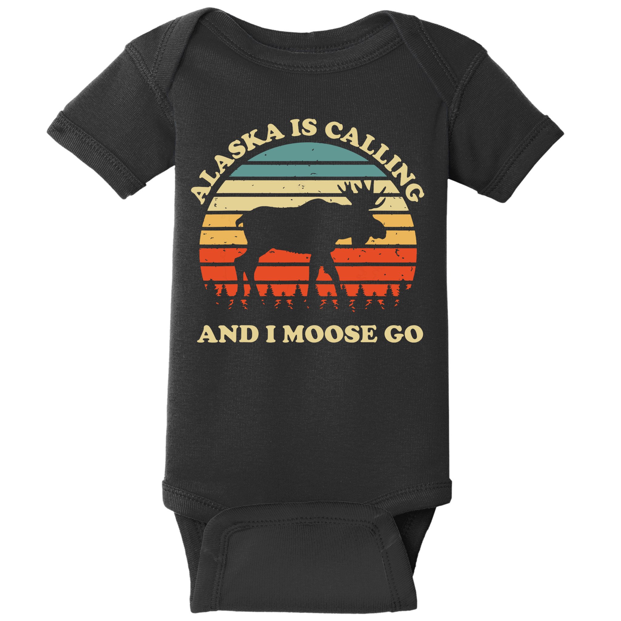 Alaska Moose Tourist Travel Funny Baby Bodysuit