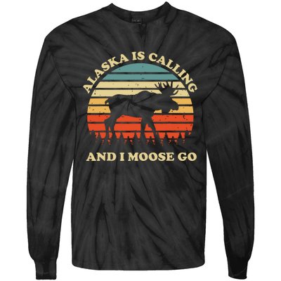 Alaska Moose Tourist Travel Funny Tie-Dye Long Sleeve Shirt