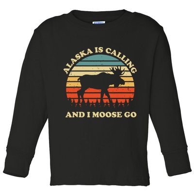 Alaska Moose Tourist Travel Funny Toddler Long Sleeve Shirt