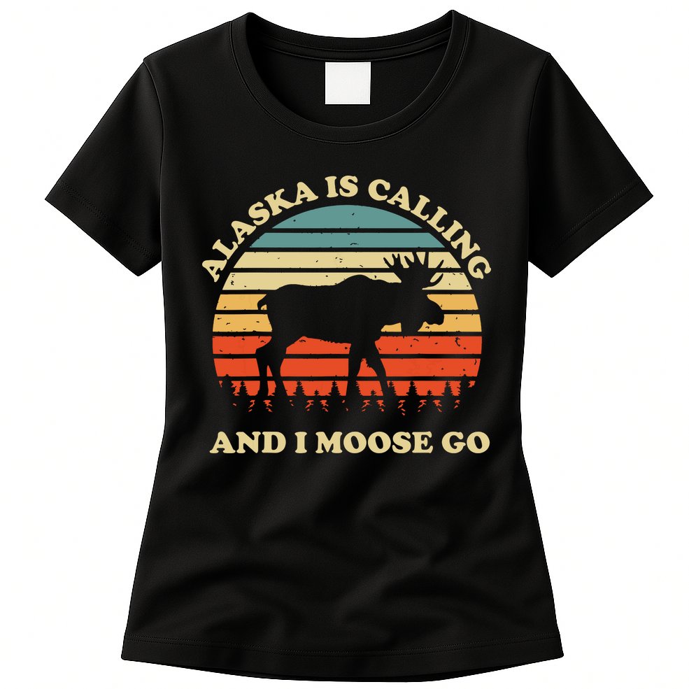 Alaska Moose Tourist Travel Funny Womens T-Shirt