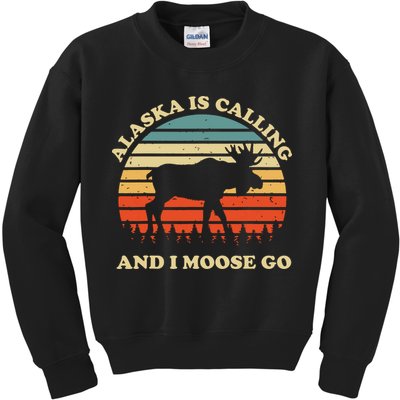 Alaska Moose Tourist Travel Funny Kids Sweatshirt