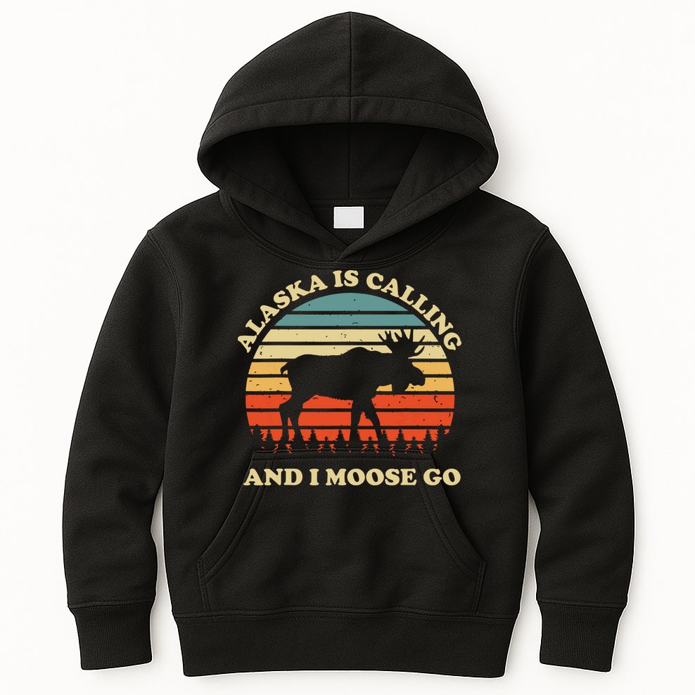 Alaska Moose Tourist Travel Funny Kids Hoodie