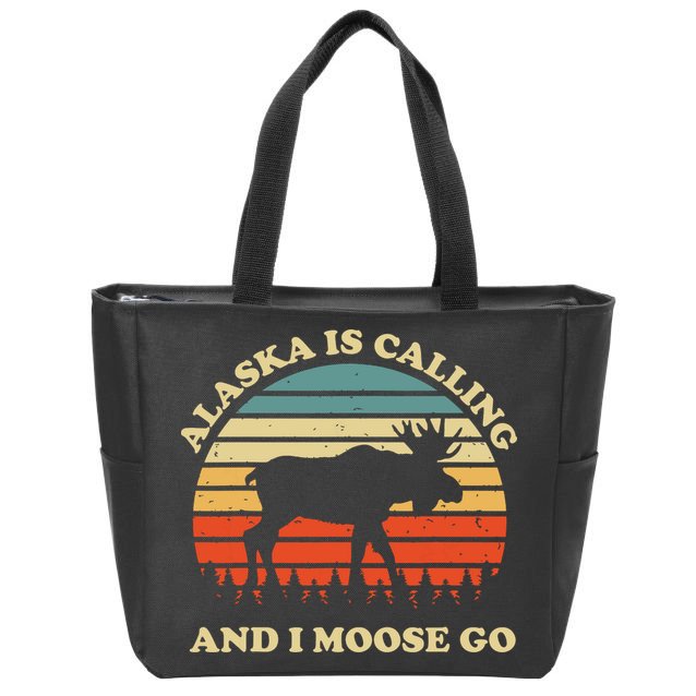 Alaska Moose Tourist Travel Funny Zip Tote Bag