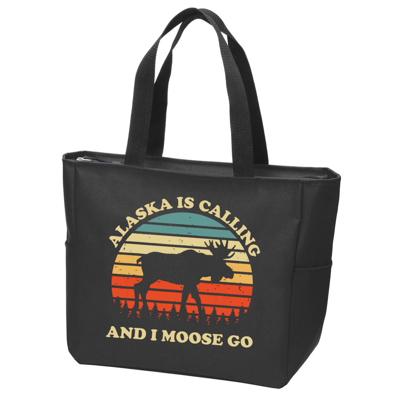 Alaska Moose Tourist Travel Funny Zip Tote Bag