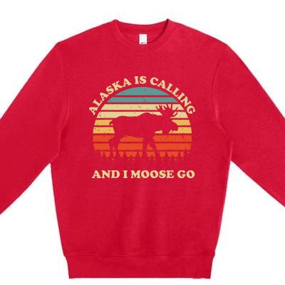 Alaska Moose Tourist Travel Funny Premium Crewneck Sweatshirt