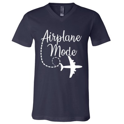 Airplane Mode Traveling Vacation Funny Gift For Traveler Adventure Gift V-Neck T-Shirt