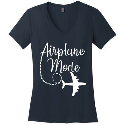 Airplane Mode Traveling Vacation Funny Gift For Traveler Adventure Gift Women's V-Neck T-Shirt