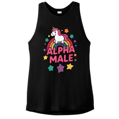 Alpha Male Unicorn Funny Embarrassing Joke Ironic Ladies PosiCharge Tri-Blend Wicking Tank