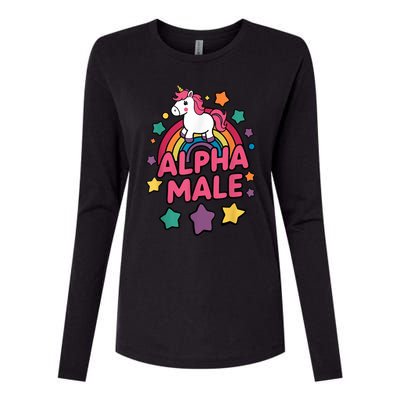 Alpha Male Unicorn Funny Embarrassing Joke Ironic Womens Cotton Relaxed Long Sleeve T-Shirt