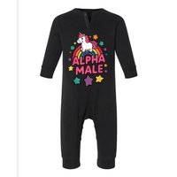 Alpha Male Unicorn Funny Embarrassing Joke Ironic Infant Fleece One Piece