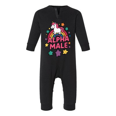 Alpha Male Unicorn Funny Embarrassing Joke Ironic Infant Fleece One Piece