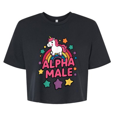 Alpha Male Unicorn Funny Embarrassing Joke Ironic Bella+Canvas Jersey Crop Tee