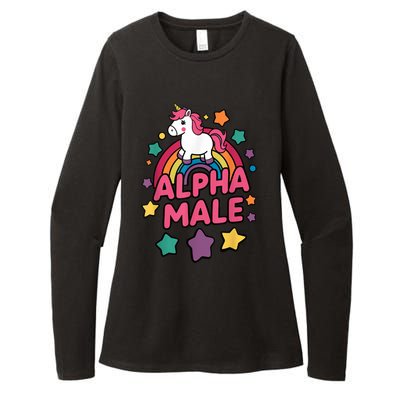 Alpha Male Unicorn Funny Embarrassing Joke Ironic Womens CVC Long Sleeve Shirt