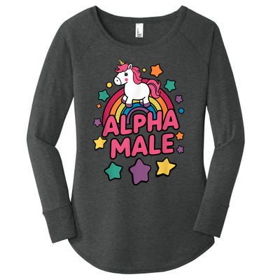 Alpha Male Unicorn Funny Embarrassing Joke Ironic Women's Perfect Tri Tunic Long Sleeve Shirt