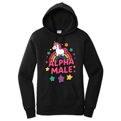 Alpha Male Unicorn Funny Embarrassing Joke Ironic Women's Pullover Hoodie