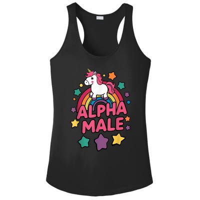 Alpha Male Unicorn Funny Embarrassing Joke Ironic Ladies PosiCharge Competitor Racerback Tank