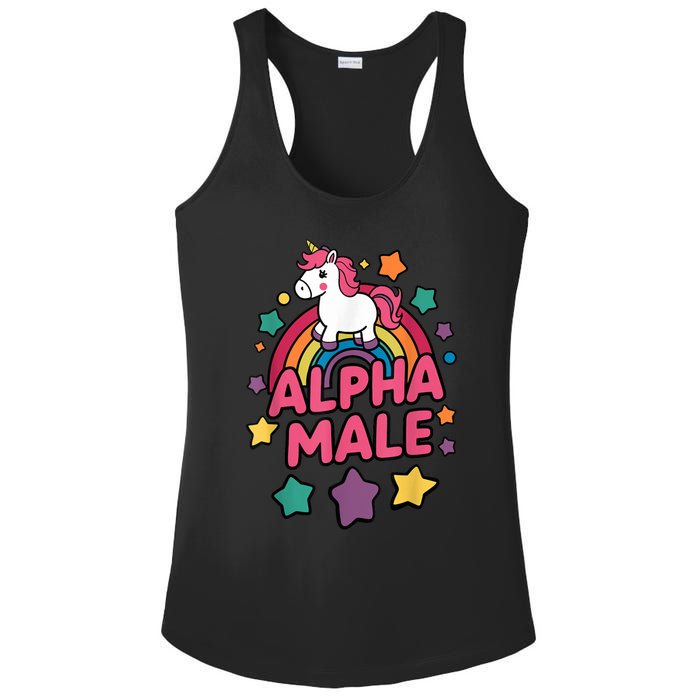 Alpha Male Unicorn Funny Embarrassing Joke Ironic Ladies PosiCharge Competitor Racerback Tank